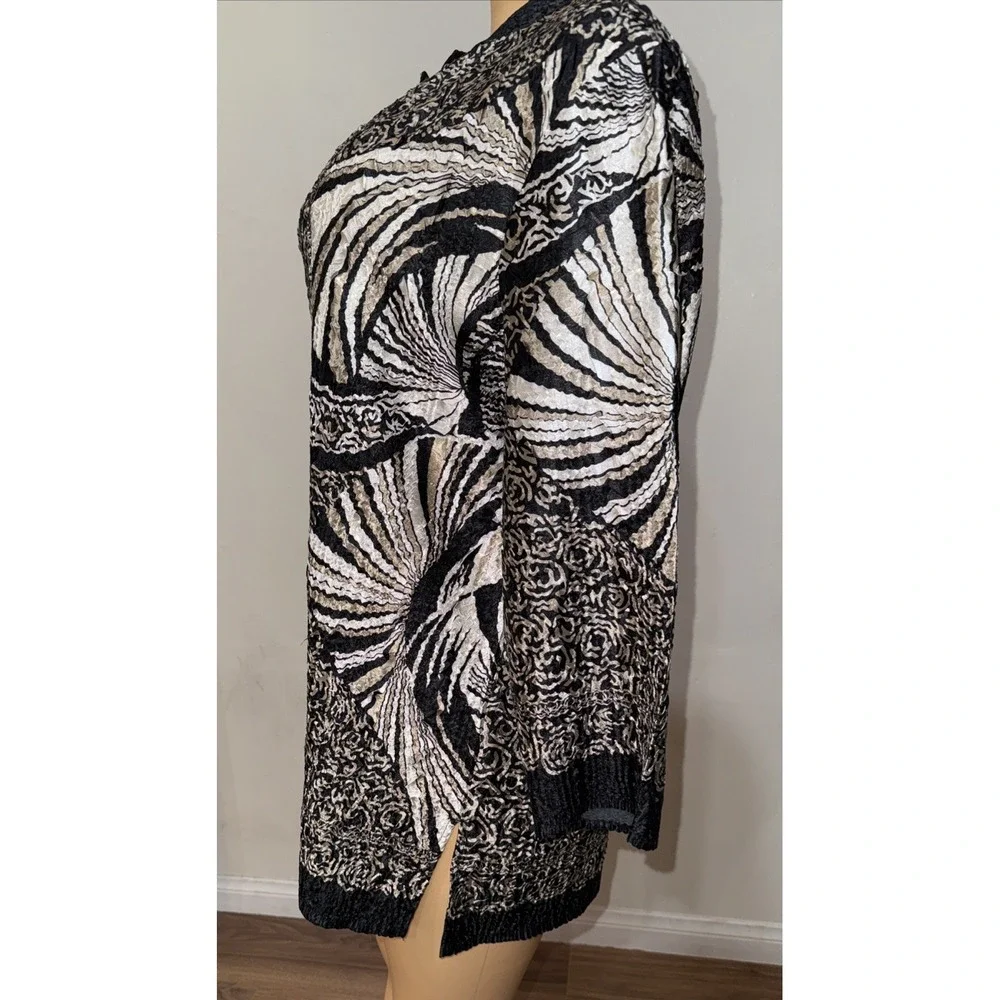 Travelers Collection by Chicos blazer cardigan black gold ivory open front women